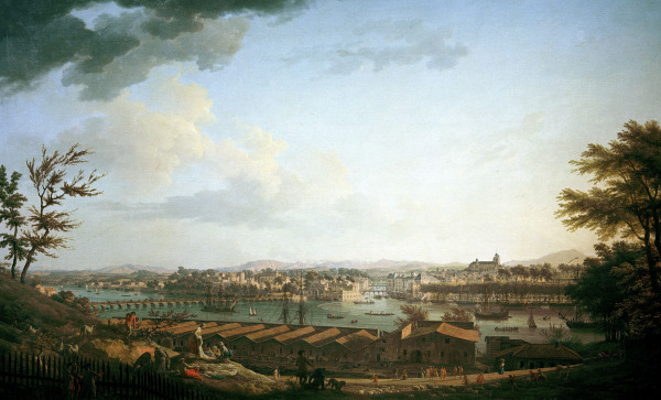 Bayonne, View / Painting by J. Vernet from Emile Jean Horace Vernet