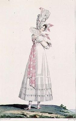 Summer Dress, fashion plate from 'Incroyables et Merveilleuses', engraved by Georges Jacques Gatine from Emile Jean Horace Vernet