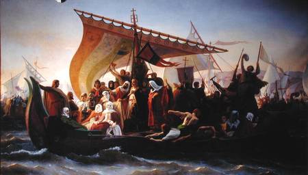 The Crossing of the Bosphorus by Godfrey of Bouillon (c.1060-1100) and his Brother, Baldwin, in 1097 from Emile Signol