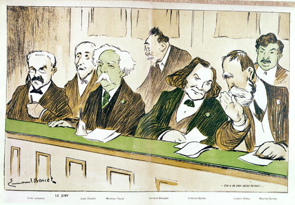 Caricature of Gabriel Faure (1845-1924) presiding over the Jury du Conservatoire, from ''l''Assiette from Emmanuel Barcet