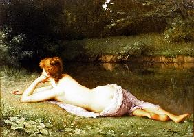 Reclining nude on a riverbank
