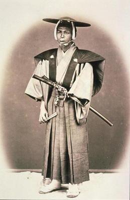 Japanese Court Official or Samurai, c.1870s (hand-coloured albumen print)