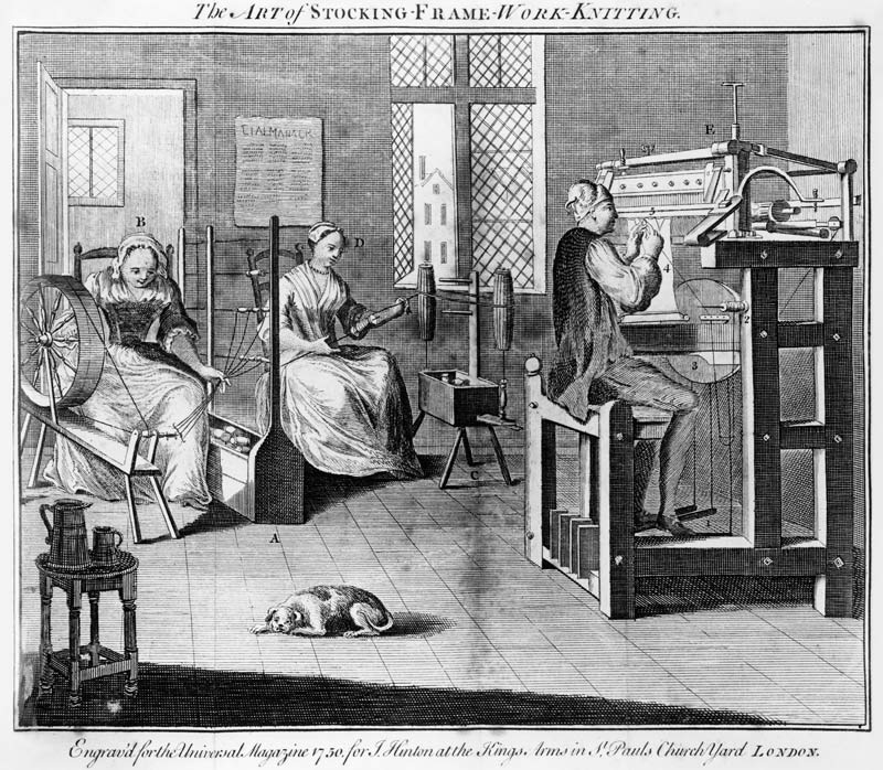 The Art of Stocking-Frame-Work-Knitting; engraved for the ''Universal Magazine'' 1750 from English School