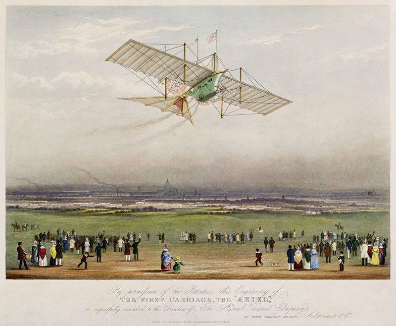 The Flying Machine, the ''Ariel'', from designs prepared by W.S. Henson in 1842, published by Ackerm from English School