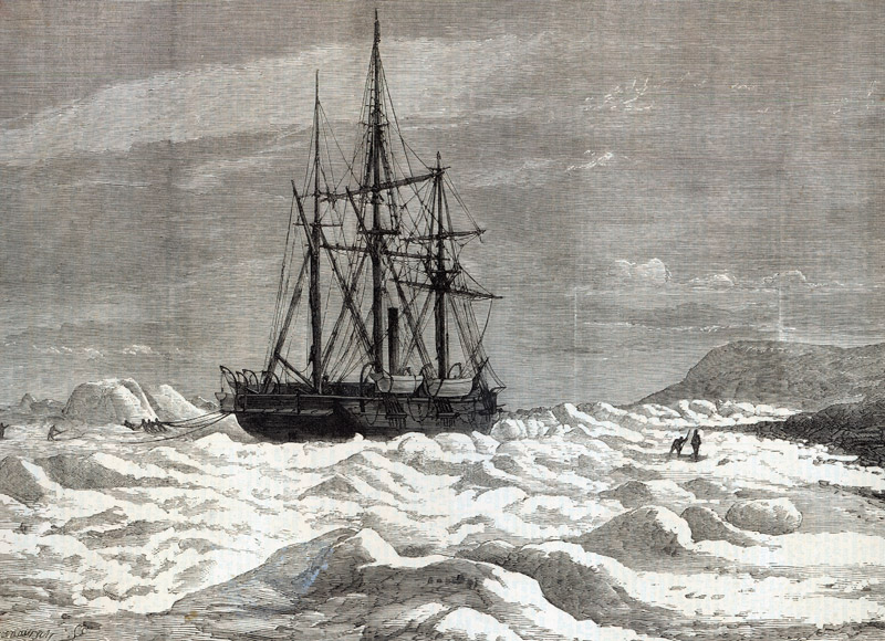 The North Pole Expedition: The Alert nipped the ice against the shore off Cape Beechy, from ''The Il from English School