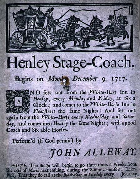Advertisement for the Henley Stage Coach from English School