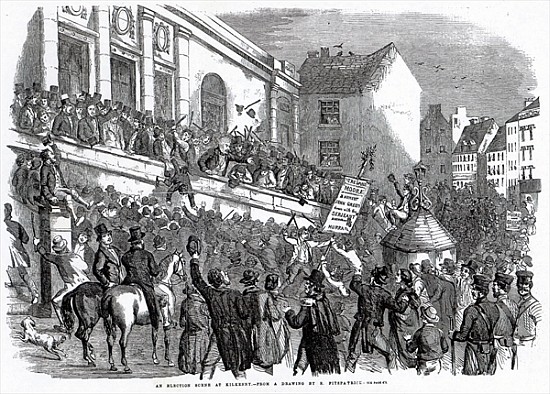 An Election Scene at Kilkenny, illustration from ''The Illustrated London News'', May 14th from English School