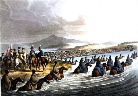 The Boasted Crossing of the Niemen at the Opening of the Campaign in 1812 by N. Bonaparte, from a dr from English School