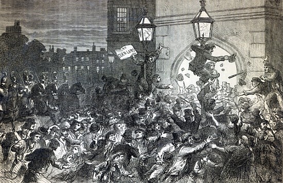 Bread Riot at the entrance to the House of Commons in 1815 from English School