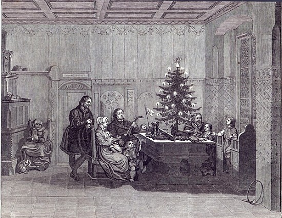 Christmas Eve in Germany: Martin Luther and his family, from ''The Illustrated London News'', 26th D from English School