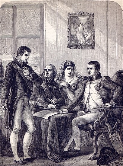 Ferdinand of Spain resigning his crown at the dictation of the Emperor Napoleon from English School