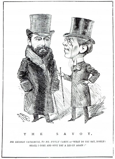 George Grossmith Jnr. and Richard D''Oyly Carte at ''The Savoy'', published in ''The Entr''acte'', M from English School