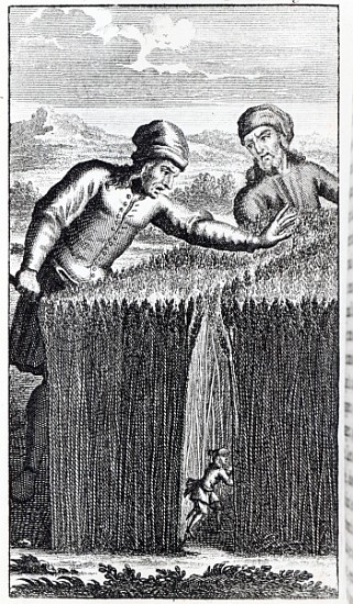 Gulliver is discovered by a farmer in Brobdingnag, illustration from ''Gulliver''s Travels''Jonathan from English School