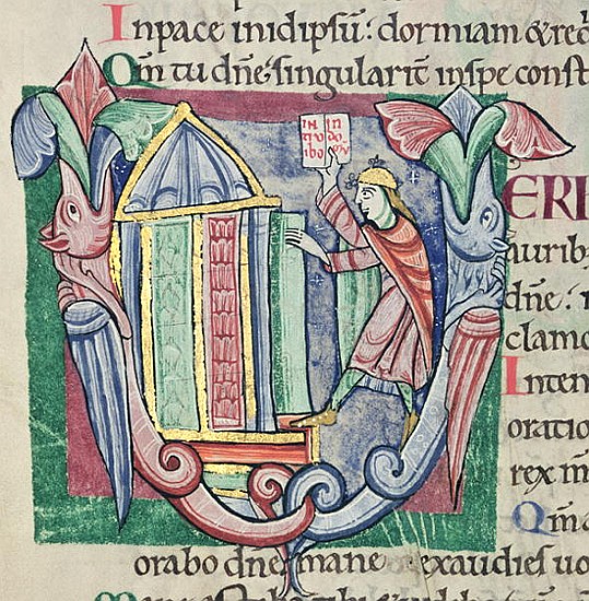 Historiated initial ''V'', Psalm 5, St. Alban''s Psalter, c.1123 from English School