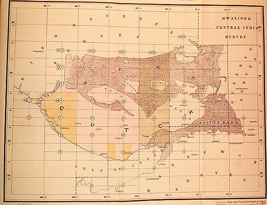 Index Chart of the Cutch Topographical Survey the Trigonometrical Branch, Survey of India, Dehra Dun from English School