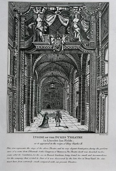 Interior of the Duke''s Theatre in Lincoln''s Inn Fields during the reign of King Charles II from English School