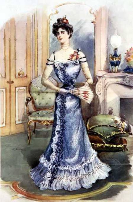 A Lady in her Sitting Room, magazine illustration by C. Drivan from English School