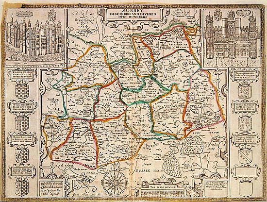 Map of Surrey, described and divided into hundreds from English School