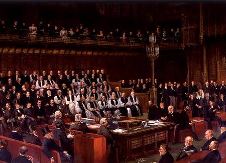 Marquis of Salisbury Speaking in the House of Lords during the Debate of Home Rule from English School