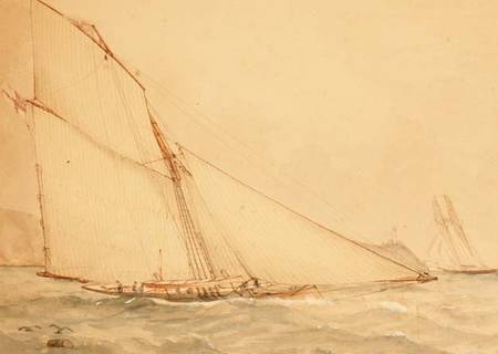 An Eight Meter Gaff rigged Topsail Cutter, The Royal Yacht Squadron from English School