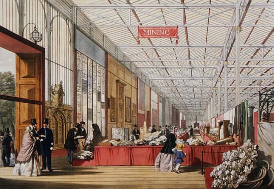 Minerals: Gallery displaying rocks and crystals at the Great Exhibition in 1851, from ''Dickinson''s from English School