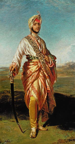 Portrait Of The Maharajah Duleep Singh Of Elveden, Standing Full Length, Wearing Maharajah''s Robes from English School