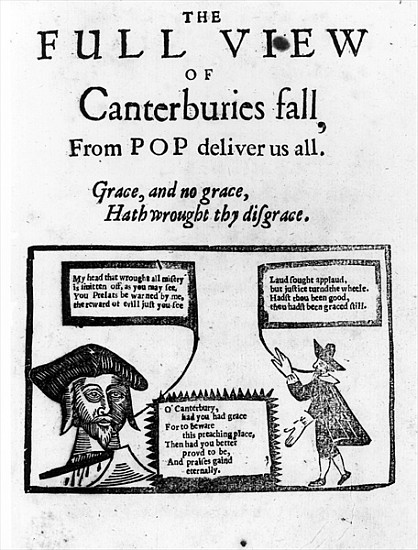Pamphlet celebrating Archbishop William Laud''s downfall, c.1645 from English School
