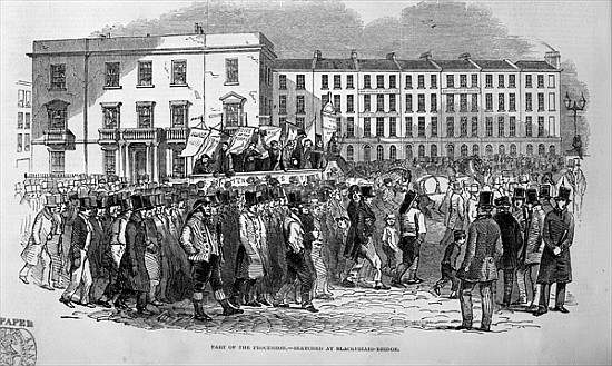 Part of the Chartist Procession sketched at Blackfriars Bridge, 10th April 1848 from English School