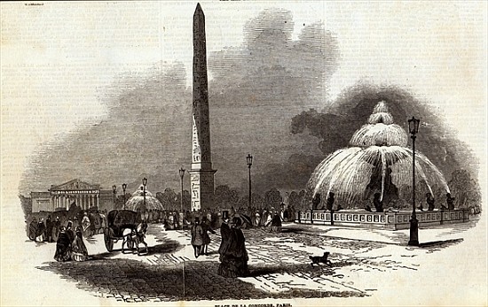 Place de la Concorde, Paris, from The Illustrated London News, 2nd August 1845 from English School