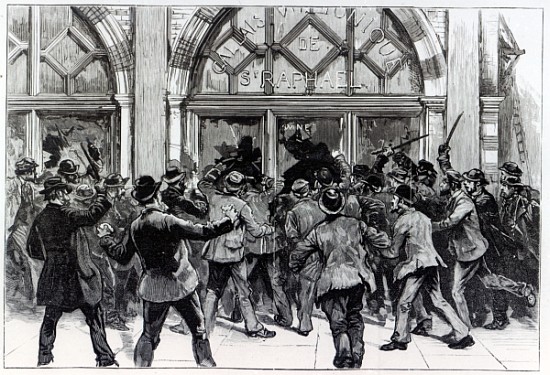 Rioting in the West End of London, illustration from ''The Graphic'', February 13th 1886 from English School