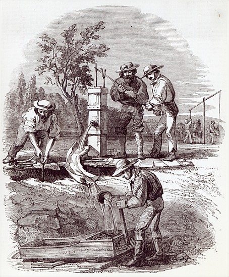River-bed claim on the Turon, from ''The Illustrated London News'', 21st August 1852 from English School