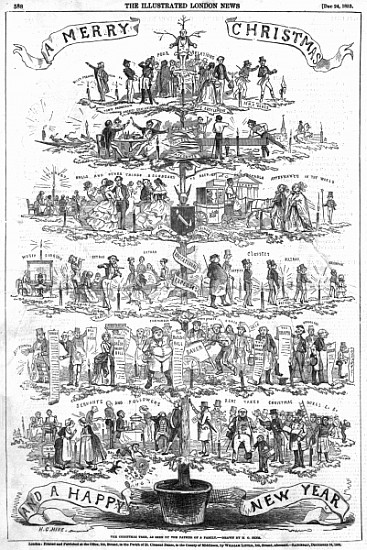 The Christmas Tree, as seen the father of a family, illustraion from ''The Illustrated London News'' from English School