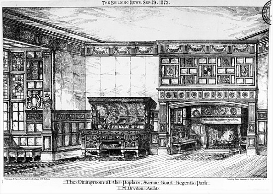 The Dining Room at the Poplars, Avenue Road, Regents Park, from ''The Building News'', 19th Septembe from English School