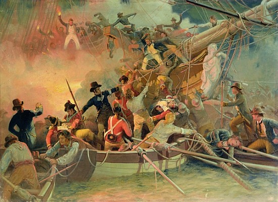 The English navy conquering a French ship near the Cape Camaro from English School