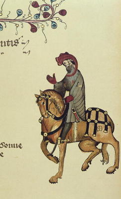 The Knight, facsimile detail from 'The Canterbury Tales', by Geoffrey Chaucer (c.1342-1400) (vellum) from English School