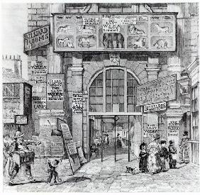 Exeter Change showing the entrance to Edward Cross''s Royal Grand National Menagerie, c.1829