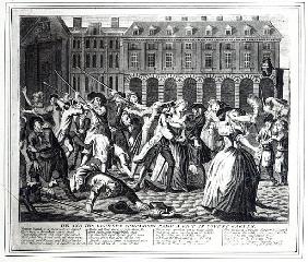 He and His Drunken Companions Raise a Riot in Covent Garden, from a pirated series based on Hogarth'