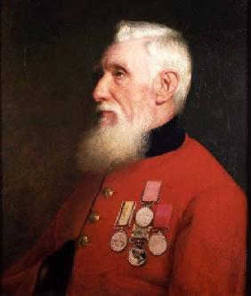 Portrait of a Chelsea Pensioner wearing his service medals
