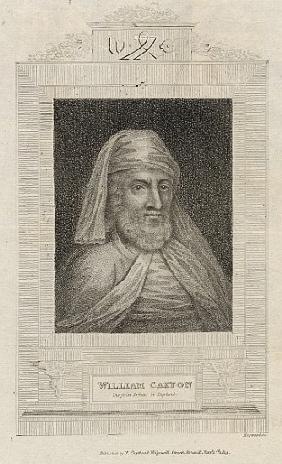 Portrait of William Caxton (c.1422-91) and his Printer''s mark