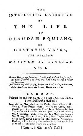 Title page to ''The Interesting Narrative of the Life of Olaudah Equiano, or Gustavus Vassa, the Afr