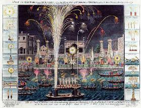 A View of the Fireworks and Illuminations at his grace the Duke of Richmond''s at Whitehall and on t
