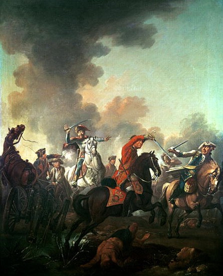 Thomas Brown at the Battle of Dettingen, 27th June 1743 from English School