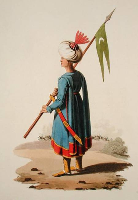 Turkish soldier, from 'Costumes of the Various Nations', Volume VII, 'The Military Costume of Turkey from English School