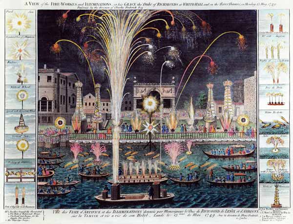 A View of the Fireworks and Illuminations at his grace the Duke of Richmond''s at Whitehall and on t from English School