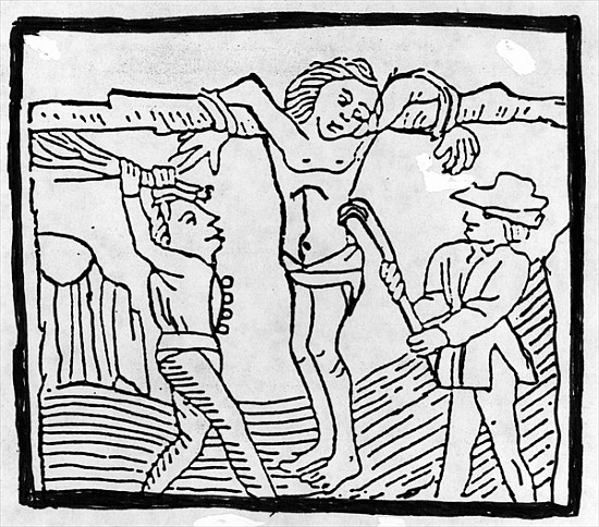 Whipping a Vagabond during the Tudor period from English School