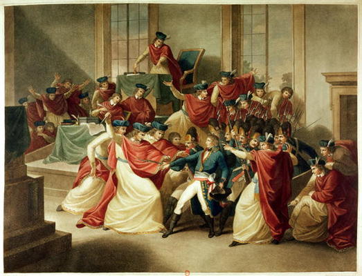 Coup d'Etat of 18 Brumaire, November 10th, 1799 (colour litho) from English School, (18th-19th century)