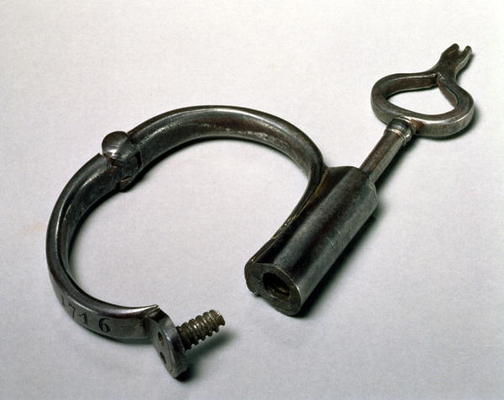 A Slave Ownership Bracelet and Key, Layton, 1746 (steel) from English School, (18th century)