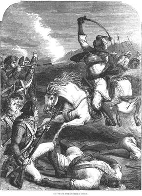 Death of the Rohilla Chief in 1781 (engraving) (b&w photo) from English School, (19th century)