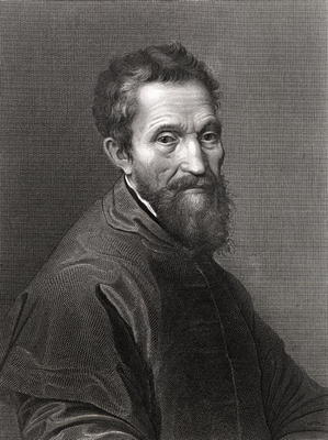 Michelangelo Buonarroti (1475-1564) (engraving) from English School, (19th century)