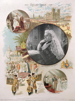 Queen Victoria (1819-1901) depicted at the time of her Diamond Jubilee in 1897 together with some of from English School, (19th century)